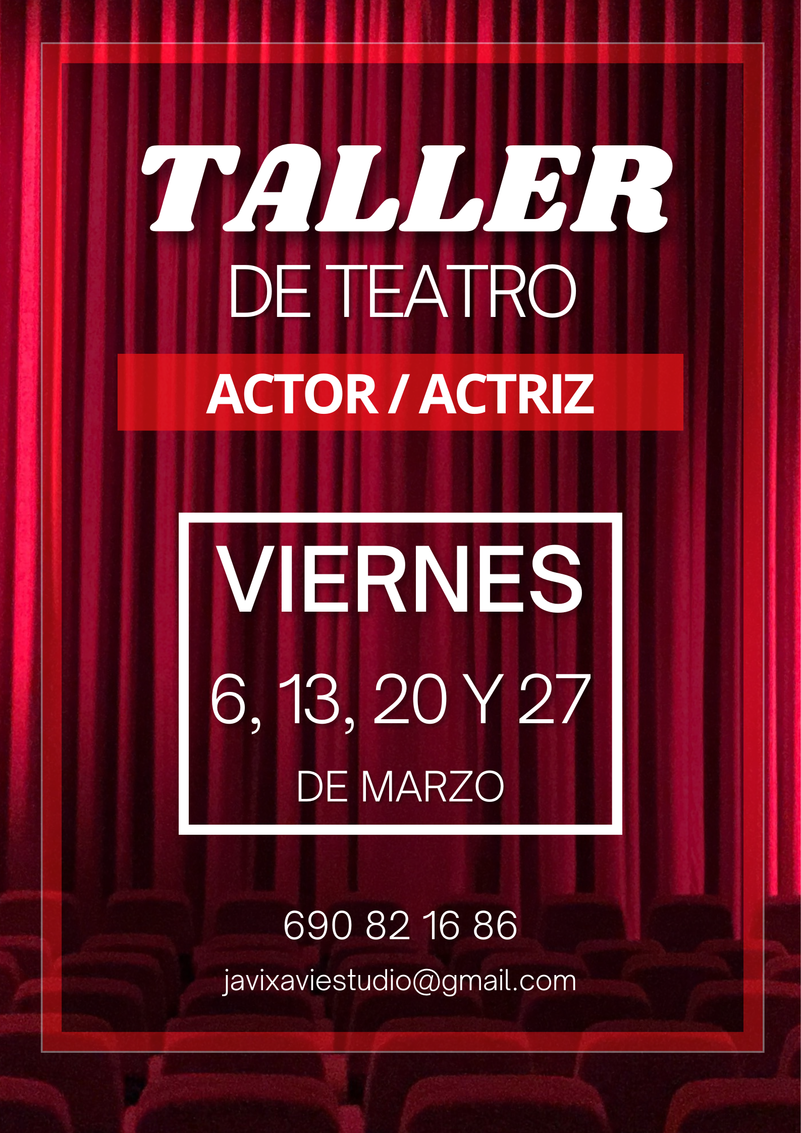 Poster para convocatoria a casting rojo